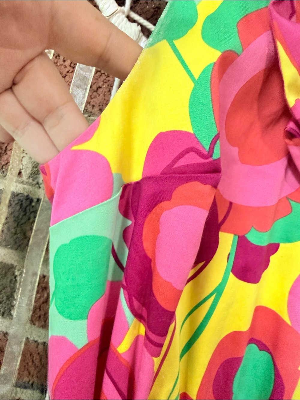 Ellen & Ollie Dress with Pink & Green Floral Ruffles Vibrant Colorful - Picture 5 of 10